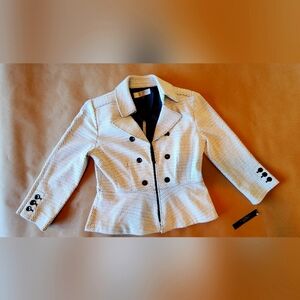Tahari ASL Black and White Blazer Structured Formal Jacket